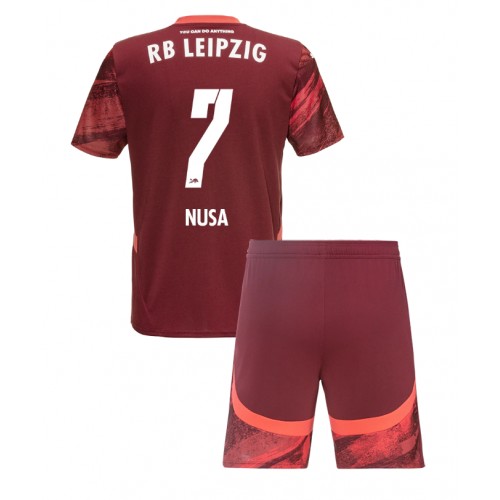 Otroški Nogometni dresi RB Leipzig Antonio Nusa #7 Gostujoči 2024-25 Kratek Rokav (+ Kratke hlače)